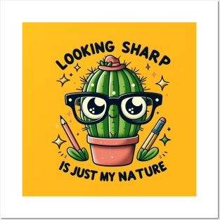 Nerdy Cactus Cactus art with glasses Posters and Art